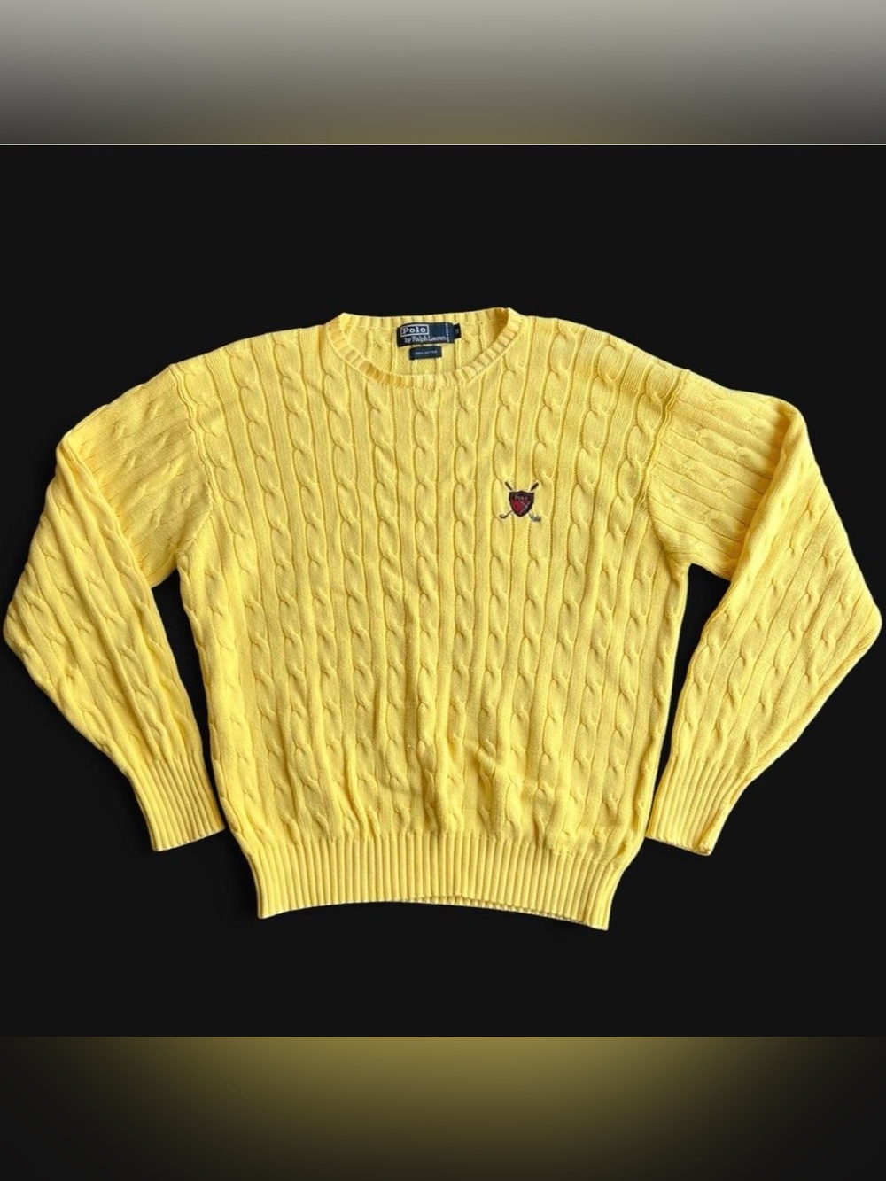 Vintage 1990s Polo Ralph Lauren Golf Cable Knit Cotton Sweater made in Hong Kong